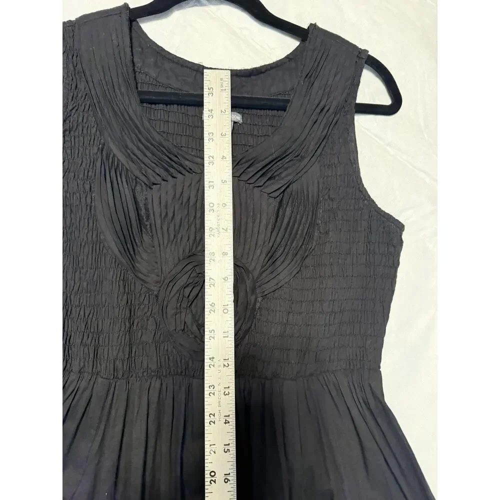 Chelsea & Theodore Black Peasant Flare Sundress Smocked Dress Boho Sz M - Picture 9 of 11